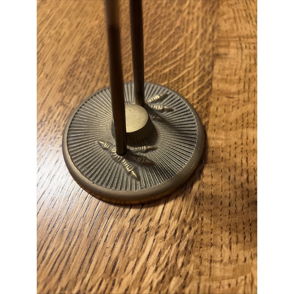 12" Solid Brass "Leonard" Heron/Crane Pair 1960s  Made In Korea Vintage - Picture 3 of 9
